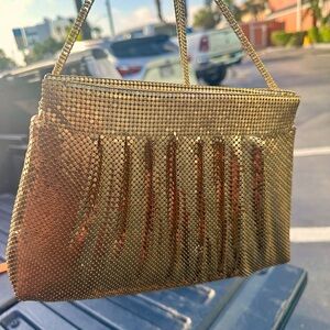 WHITING & DAVIS Vintage Gold Mesh Metal Evening Bag Art Deco MCM